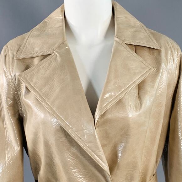 STAND STUDIO Size S Vada Beige Faux Leather Belted Trenchcoat - Picture 2 of 11